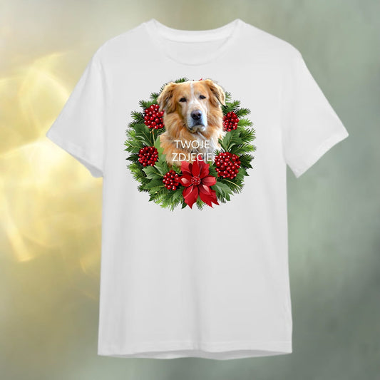 T-shirt z nadrukiem Twój Pupil na koszulce Biały / Czarny / Unisex / Boże Narodzenie 1