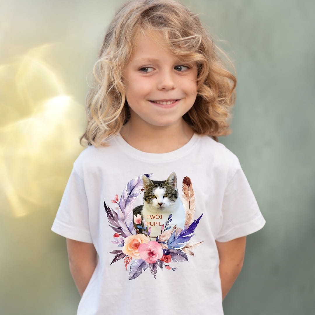 Koszulka z Twoim Pupilem Personalizacja / Biała / Czarna / Dziecięca Unisex / Boho 3