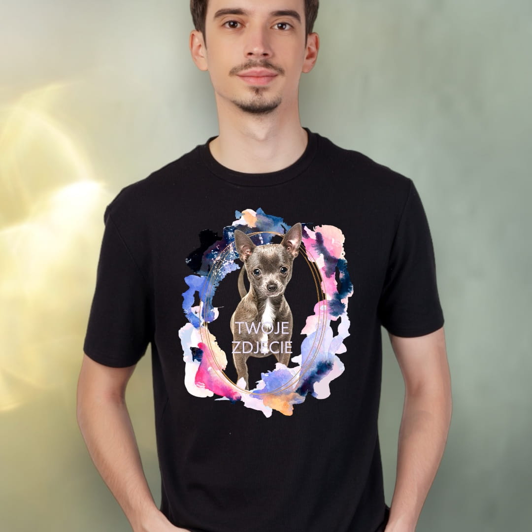 T-shirt z nadrukiem Twój Pupil na koszulce Biały / Czarny / Unisex / Plama 2