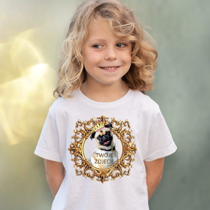 Koszulka z Twoim Pupilem Personalizacja / Biała / Czarna / Dziecięca Unisex / Złota ramka 1