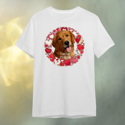 T-shirt z nadrukiem Twój Pupil na koszulce Biały / Czarny / Unisex / Serce 13