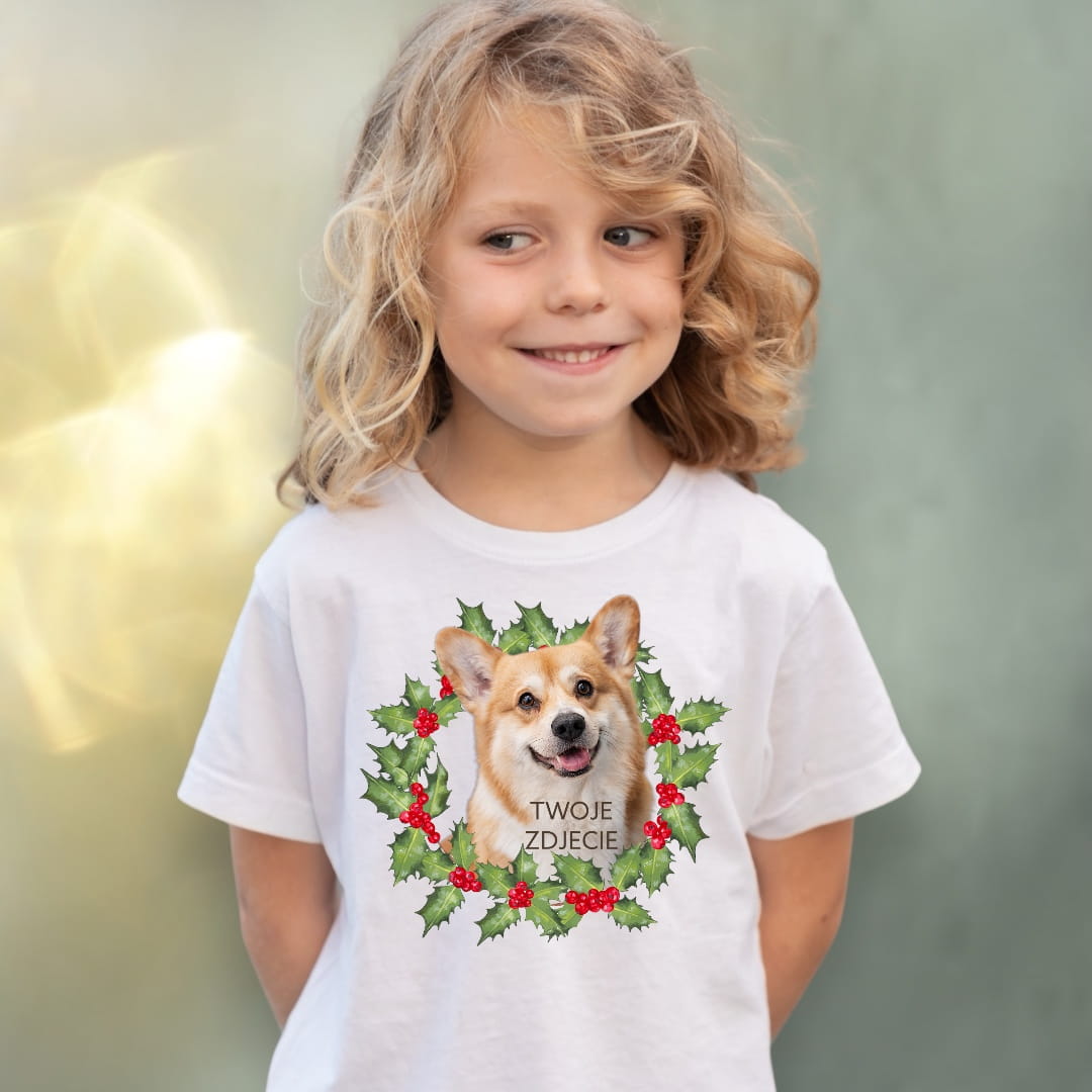 Koszulka z Twoim Pupilem Personalizacja / Biała / Czarna / Dziecięca Unisex Boże Narodzenie 4
