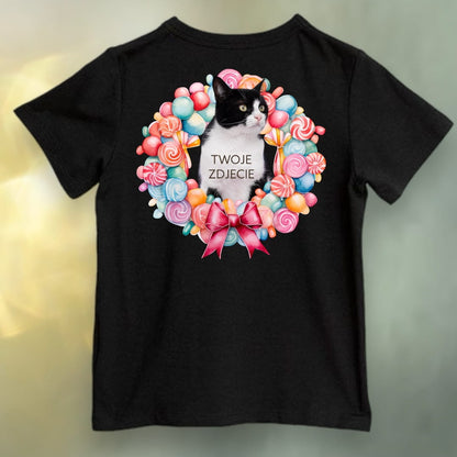 Koszulka z Twoim Pupilem Personalizacja / Biała / Czarna / Dziecięca Unisex / Słodycze 1