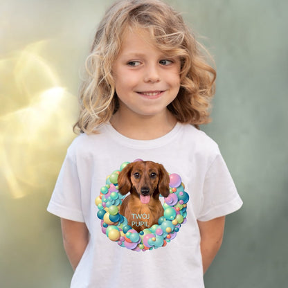 Koszulka z Twoim Pupilem Personalizacja / Biała / Czarna / Dziecięca Unisex / Balony 1