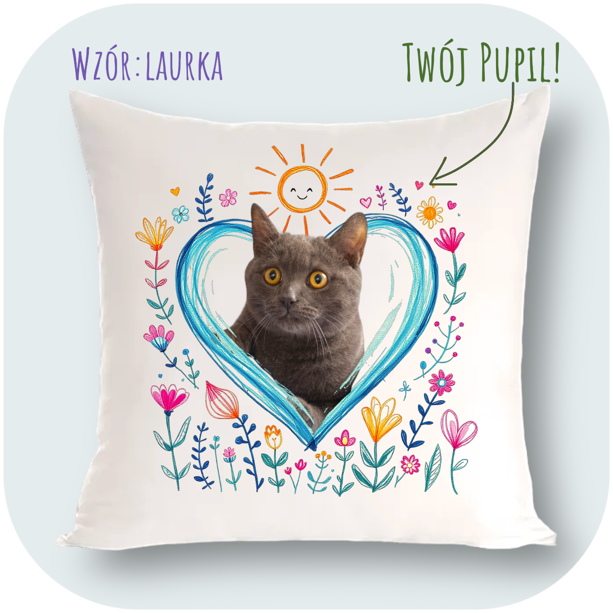 Personalizowany Prezent Poduszka z Twoim Pupilem / Laurka
