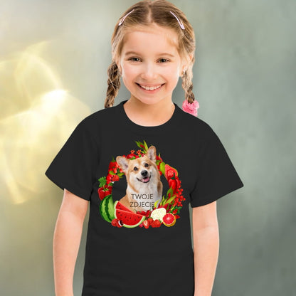 Koszulka z Twoim Pupilem Personalizacja / Biała / Czarna / Dziecięca Unisex / Owoce 2