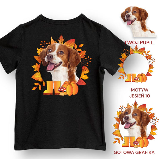 T-shirt z nadrukiem Twój pupil na koszulce Biały / Czarny / Unisex / Jesień 10