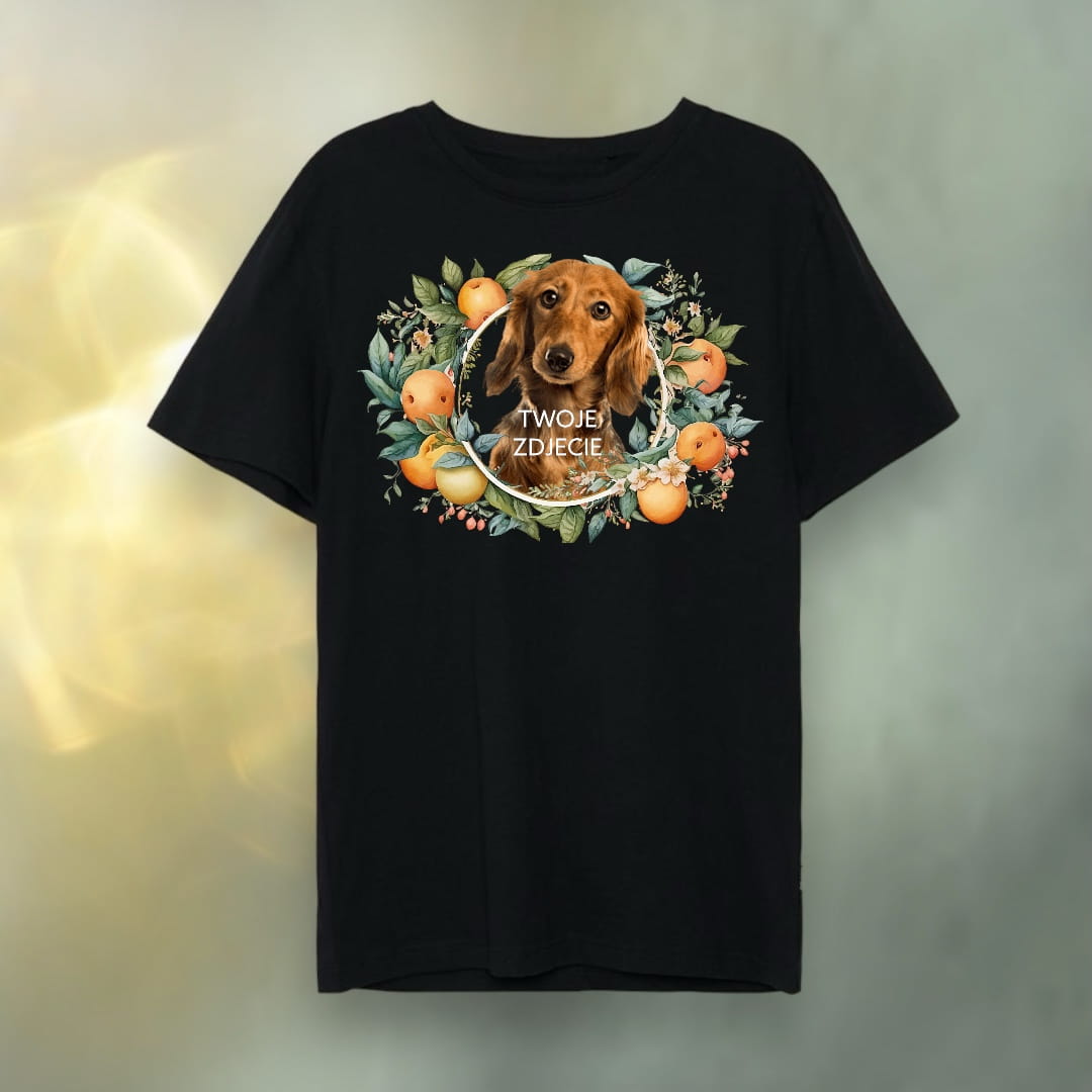Koszulka z Twoim Pupilem Personalizacja / Biała / Czarna / Dziecięca Unisex / Pomarańcze