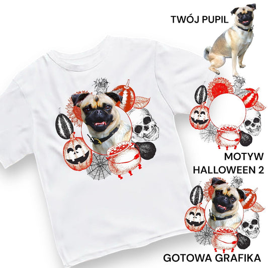 Koszulka z Twoim Pupilem Personalizacja / Biała / Dziecięca Unisex / Halloween 2