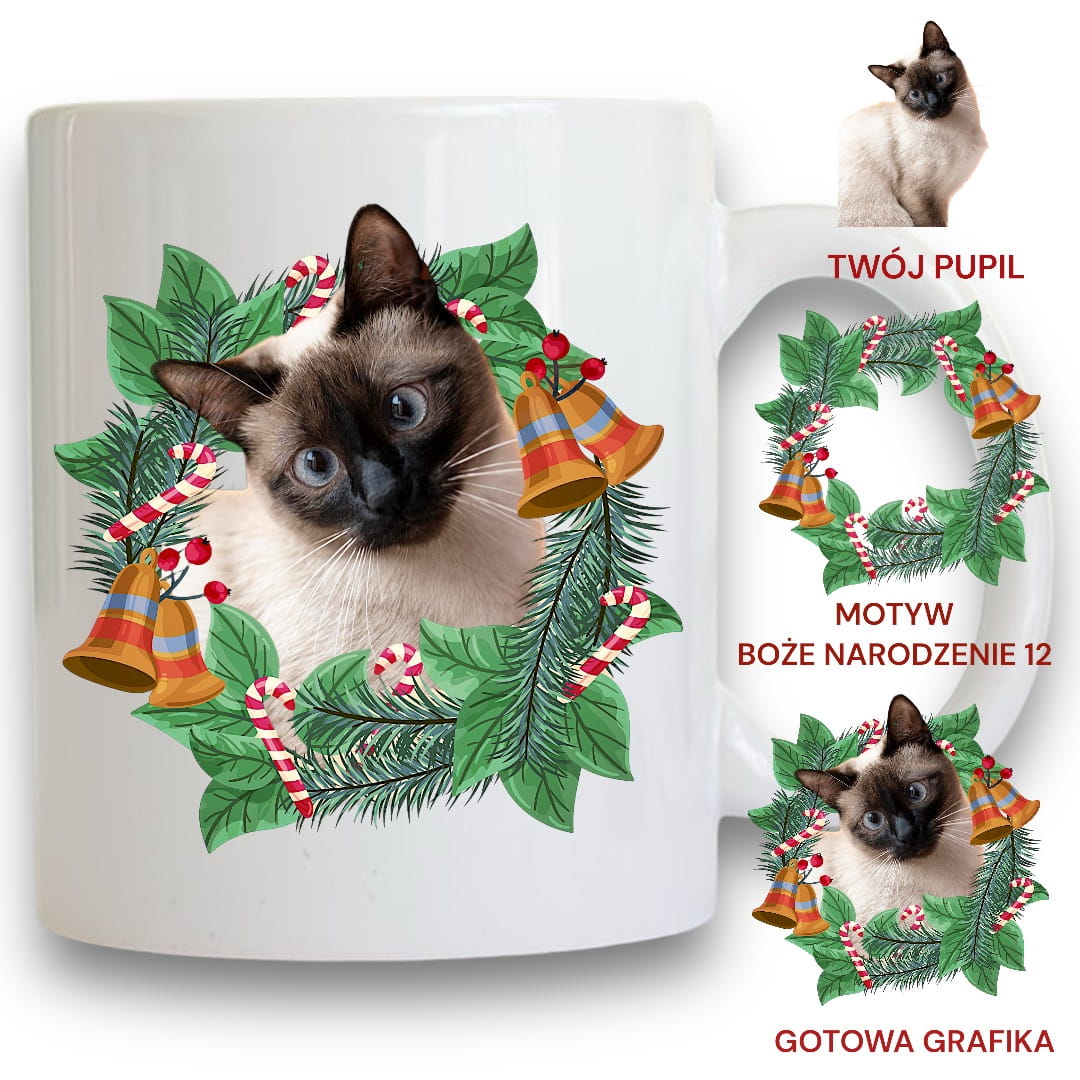 Personalizowany Kubek ze zdjęciem Twojego Pupila / Boże Narodzenie 12