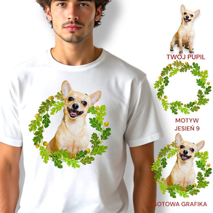 T-shirt z nadrukiem Twój pupil na koszulce Biały / Czarny / Unisex / Jesień 9