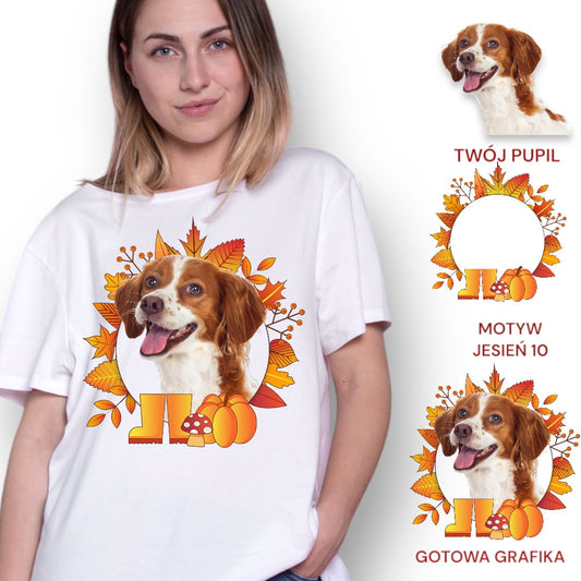 T-shirt z nadrukiem Twój pupil na koszulce Biały / Czarny / Unisex / Jesień 10