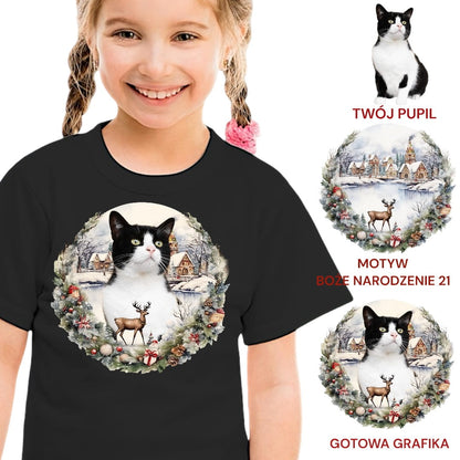 Koszulka z Twoim Pupilem Personalizacja / Biała / Czarna / Dziecięca Unisex / Boże Narodzenie 21