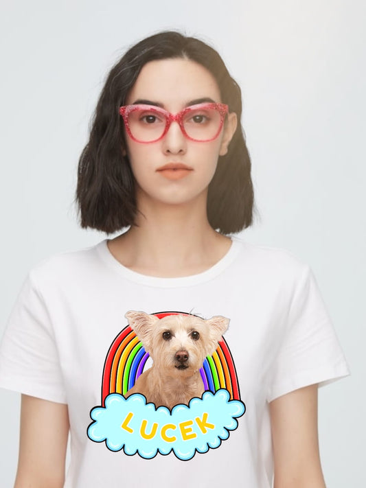T-shirt z nadrukiem Twój Pupil na koszulce Biały / Czarny / Unisex / Tęcza 4