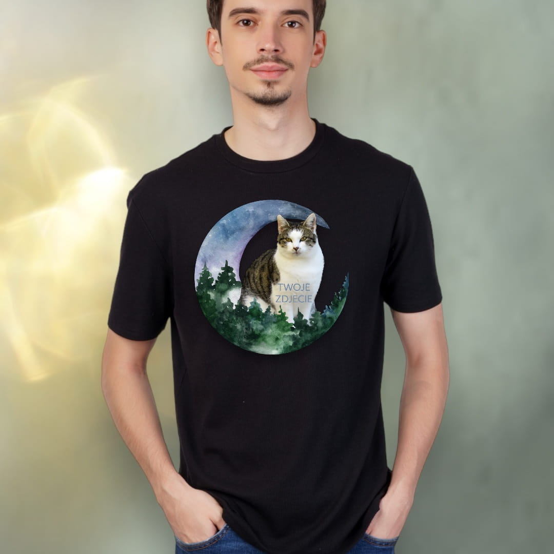 T-shirt z nadrukiem Twój Pupil na koszulce Biały / Czarny / Unisex / Księżyc 1