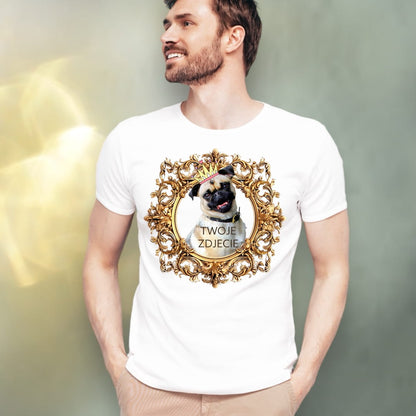 T-shirt z nadrukiem Twój Pupil na koszulce Biały / Czarny / Unisex / Złota ramka 1