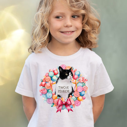 Koszulka z Twoim Pupilem Personalizacja / Biała / Czarna / Dziecięca Unisex / Słodycze 1