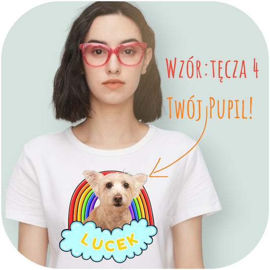 T-shirt z nadrukiem Twój Pupil na koszulce Biały / Czarny / Unisex / Tęcza 4