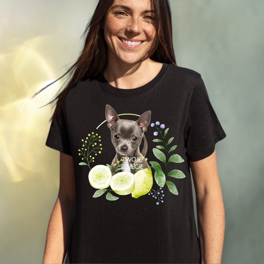T-shirt z nadrukiem Twój Pupil na koszulce Biały / Czarny / Unisex / Cytryny 2
