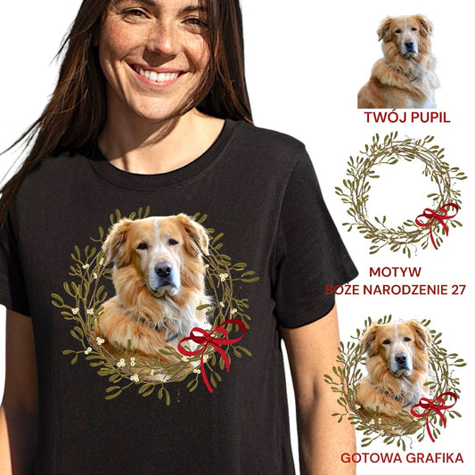 T-shirt z nadrukiem Twój Pupil na koszulce Biały / Czarny / Unisex / Boże Narodzenie 27