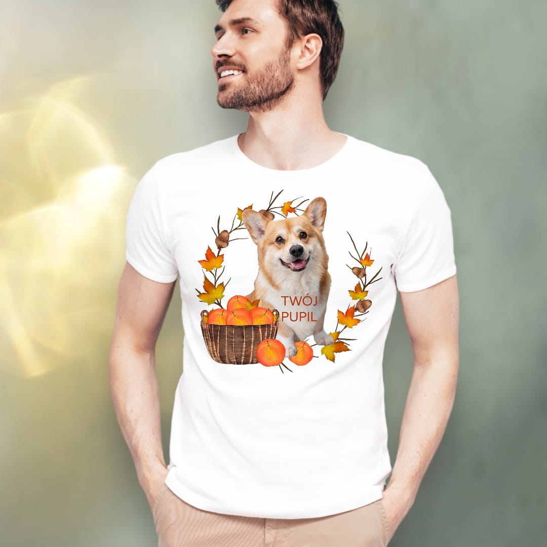 T-shirt z nadrukiem Twój Pupil na koszulce Biały / Czarny / Unisex / Jesień 2
