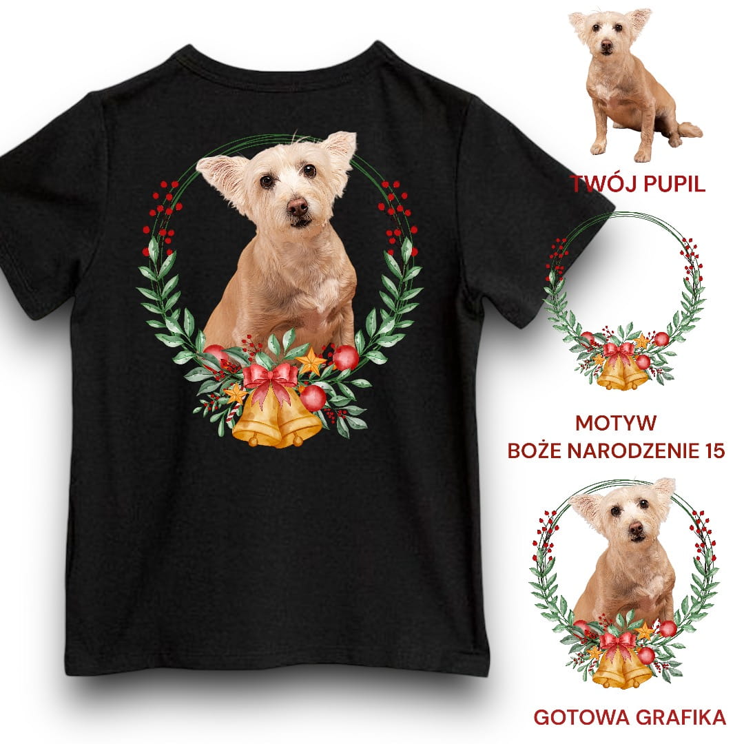 Koszulka z Twoim Pupilem Personalizacja / Biała / Czarna / Dziecięca Unisex / Boże Narodzenie 15