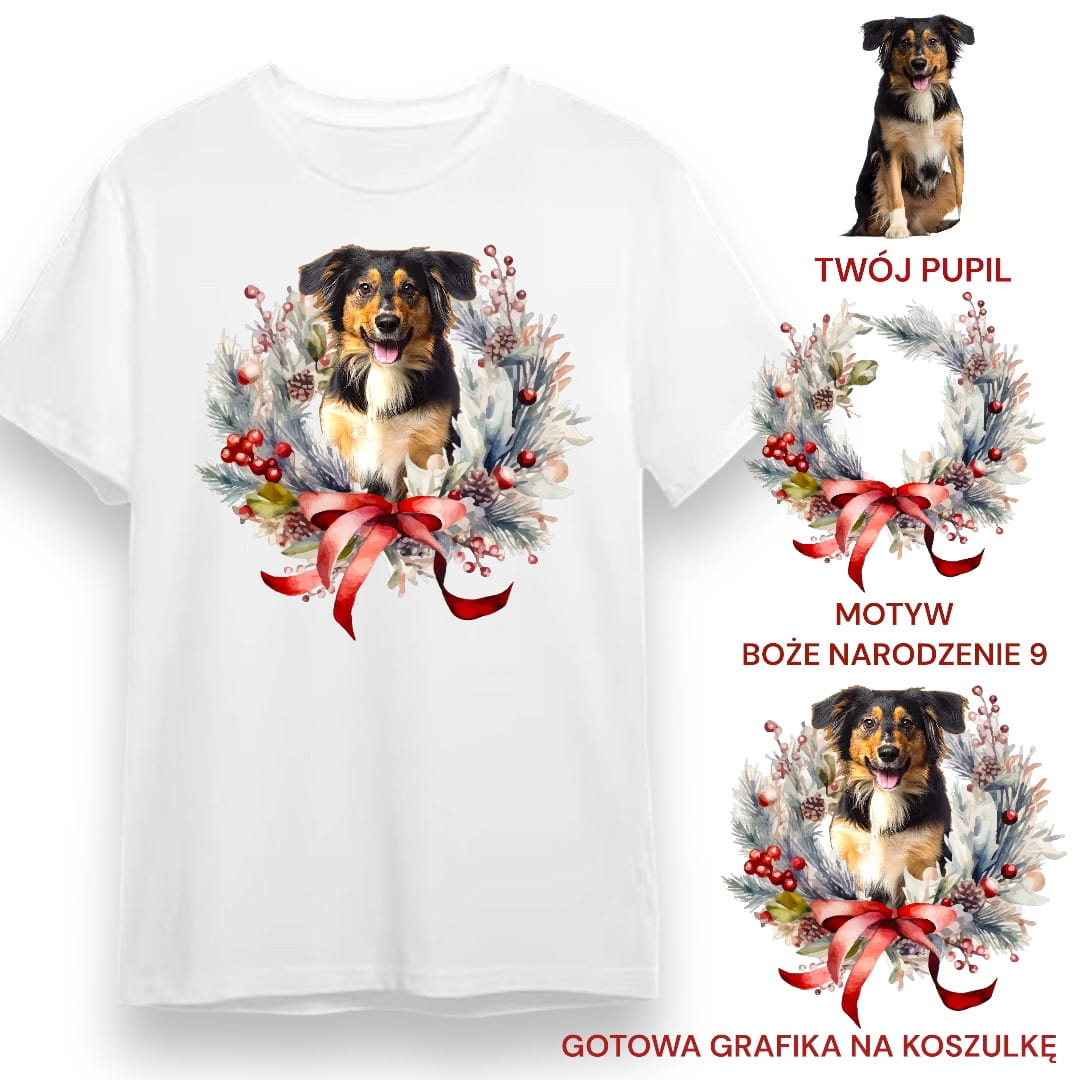 T-shirt z nadrukiem Twój Pupil na koszulce Biały / Czarny / Unisex / Boże Narodzenie 9