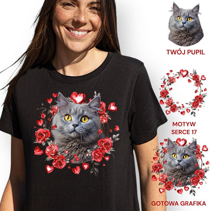 T-shirt z nadrukiem Twój Pupil na koszulce Biały / Czarny / Unisex / Serce 17