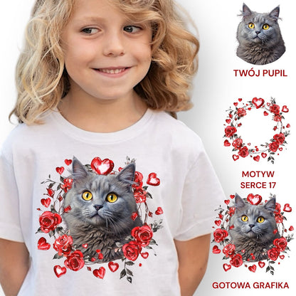 Koszulka z Twoim Pupilem Personalizacja / Biała / Czarna / Dziecięca Unisex / Serce 17