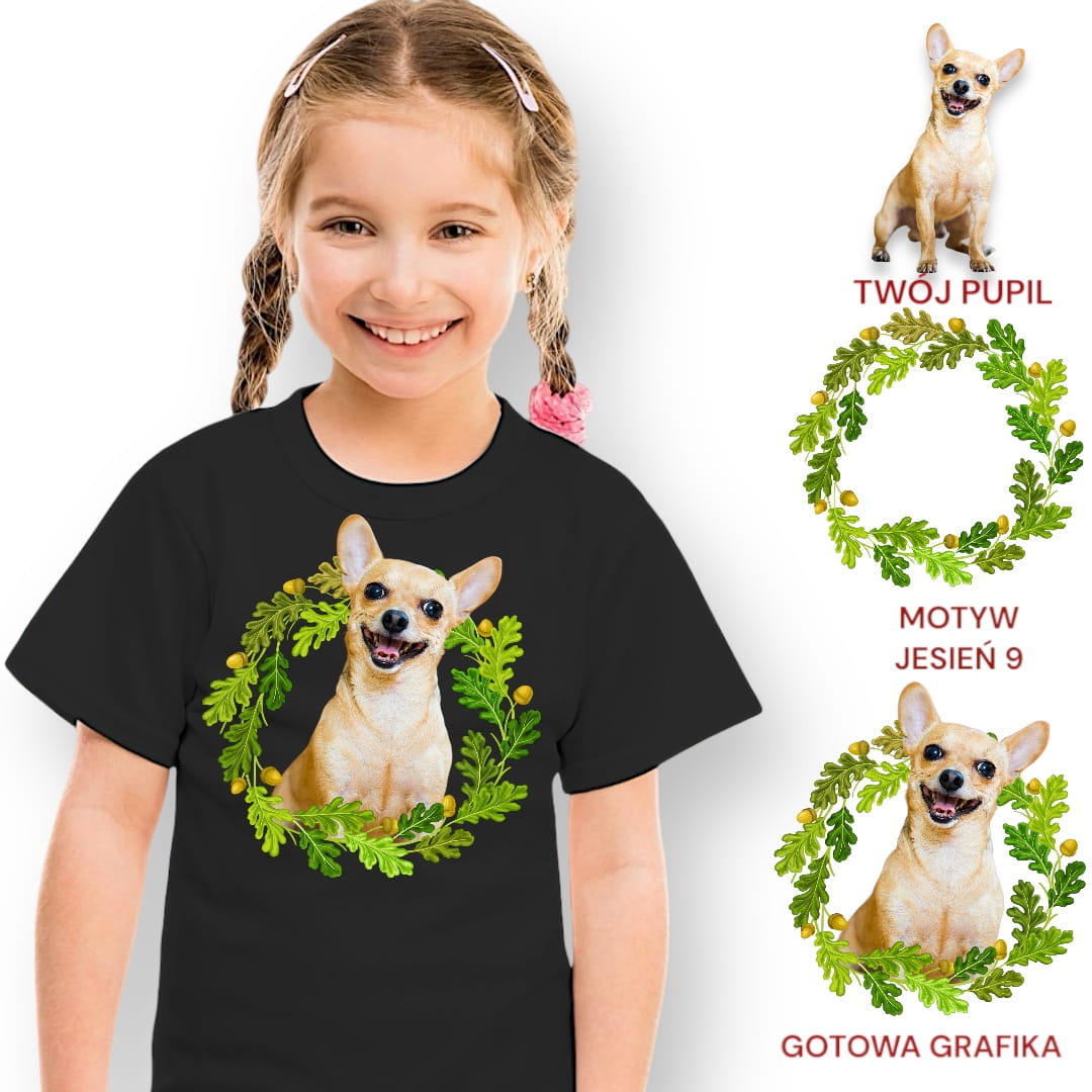 Koszulka z Twoim Pupilem Personalizacja / Biała / Czarna / Dziecięca Unisex / Jesień 9